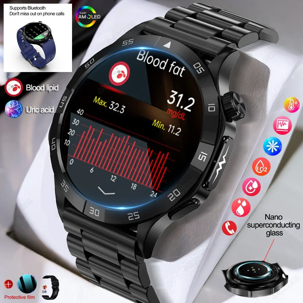 Мужские Смарт-часы с измерением уровня сахара в крови липидов мочевой кислоты