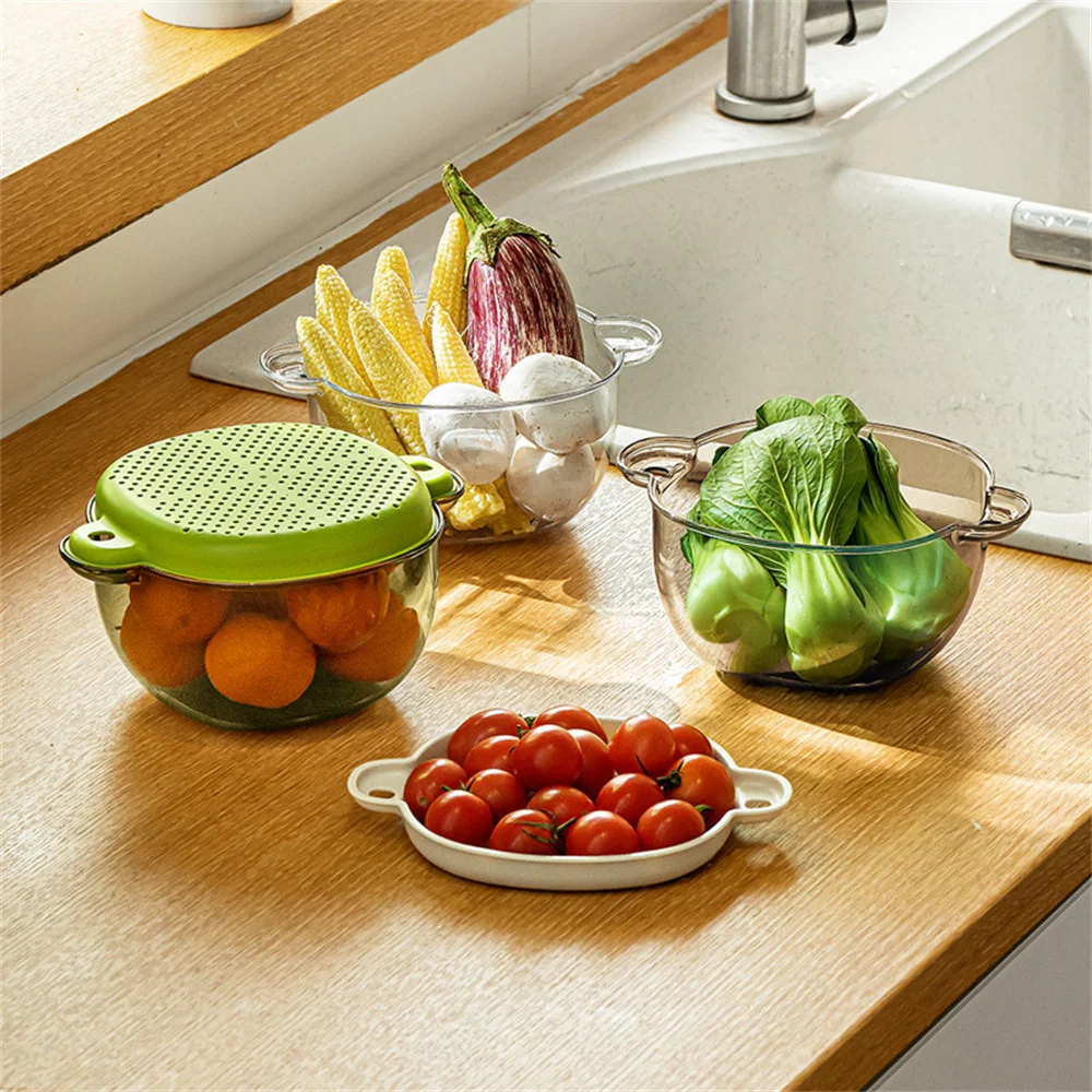 

Drain Basket 132g Good Storage Covered Double-layer Design High Apearance Basket Dish Washing Basin Pet Pp Materail Insect Proof