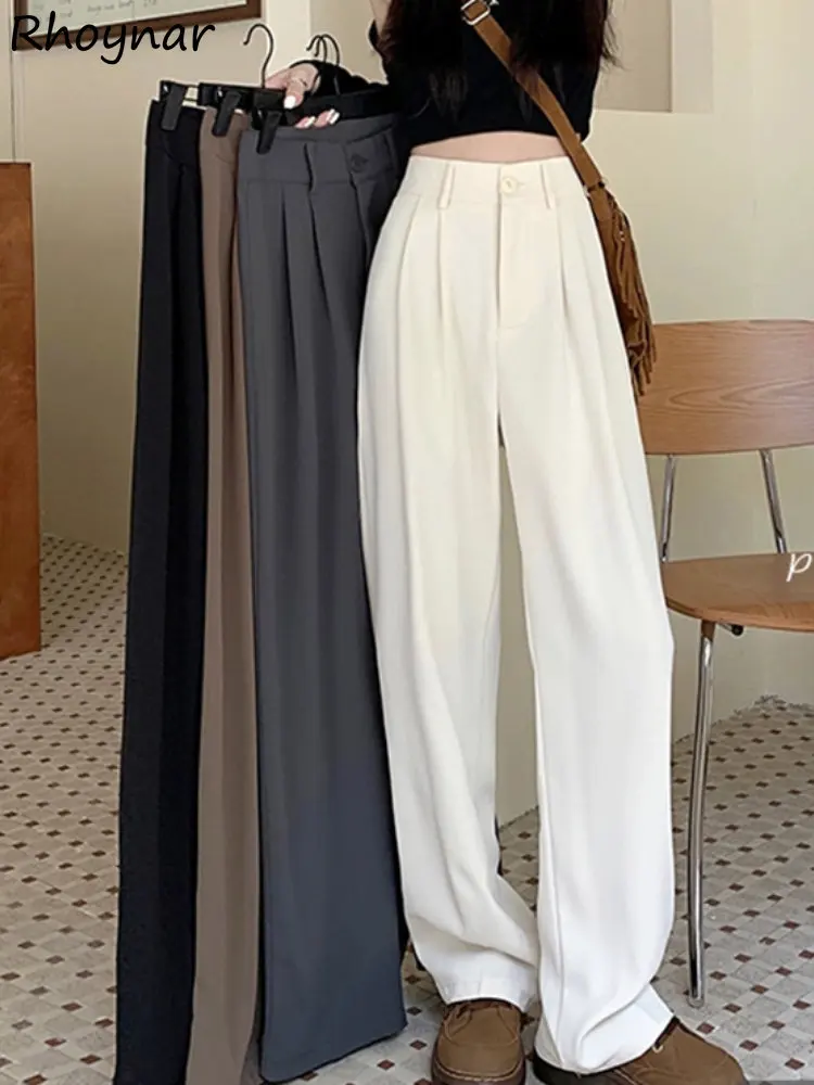 

Wide Leg Pants Women Office Lady Temperament Casual Spring Loose Popular Korean Style High Waist Daily All-match Full Length Ins