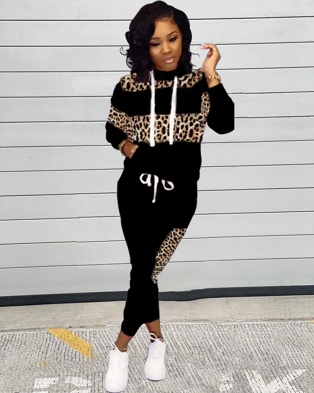 

Leopard Patchwork Two Piece Set Women Top Pants Set Lounge Wear Sweatsuits for Women Sportwear Casual Fashion Tracksuit Women Se