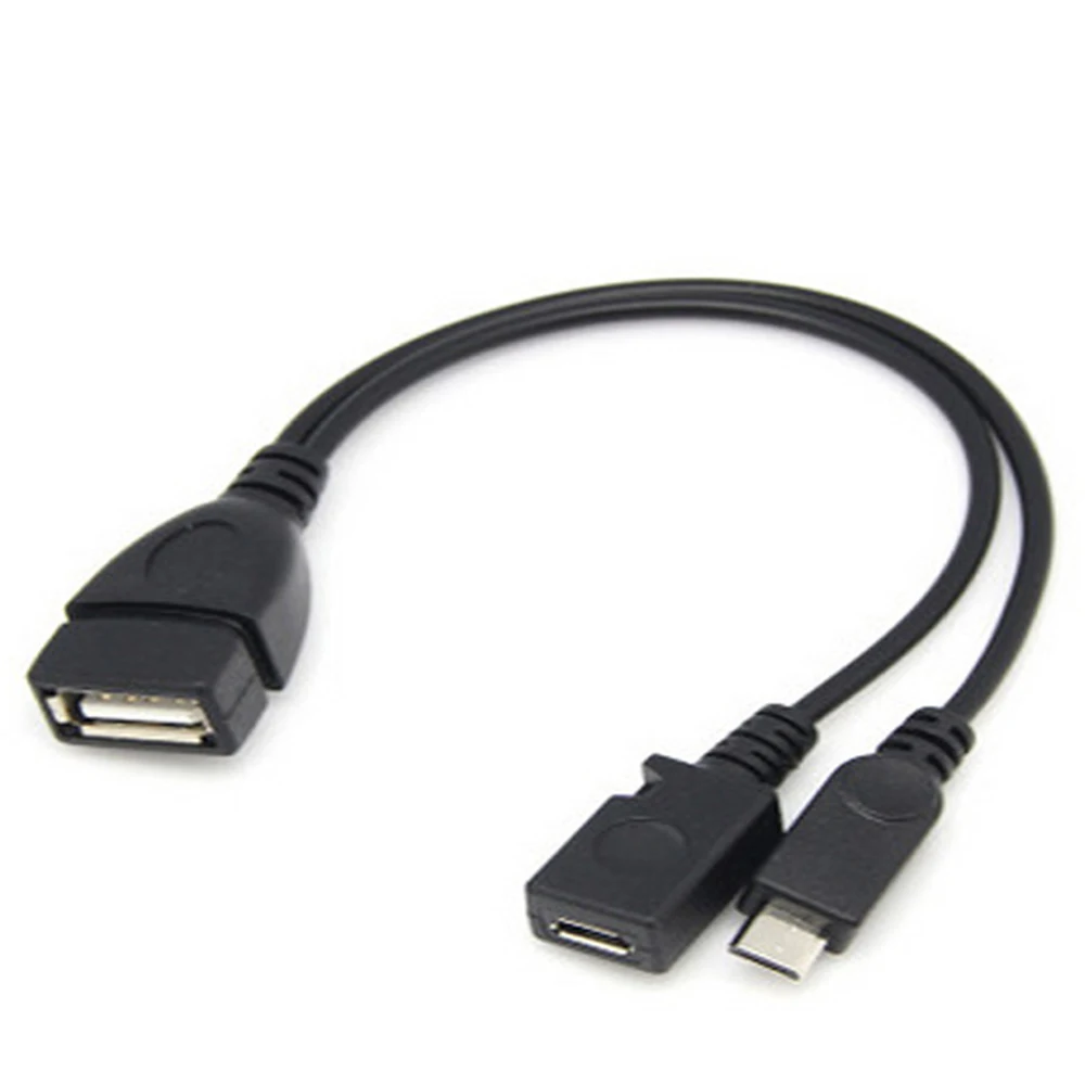 

20cm 2 in 1 Micro USB Host Power Y Splitter USB 2.0 Port Terminal Adapter OTG Cable For Fire Tv 3 Or 2nd Gen Fire Stick