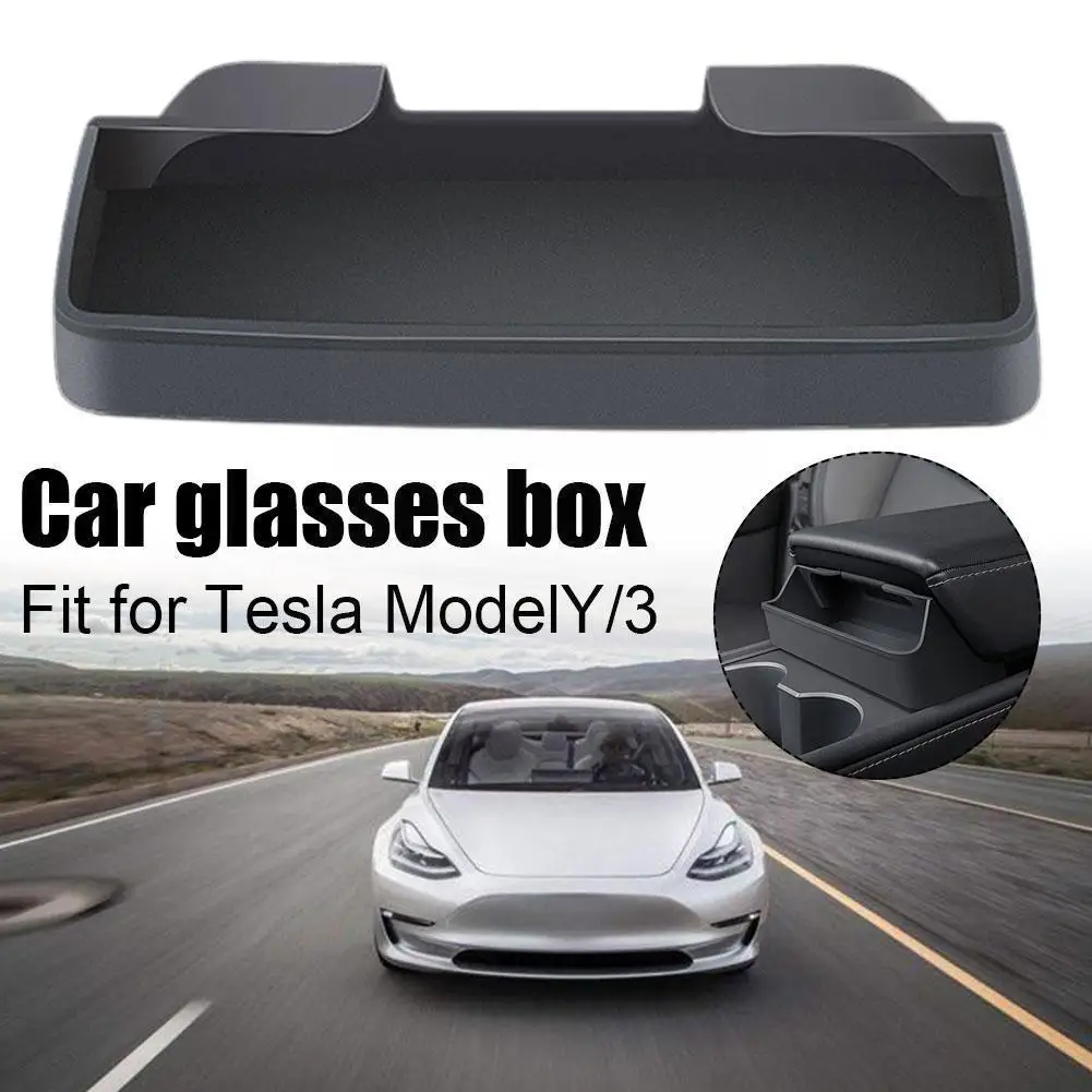 

Car Glasses Box For Tesla Model 3 Y Center Armrest Hidden Storage Box Organizer Interior Accessories Grey Color W7F7