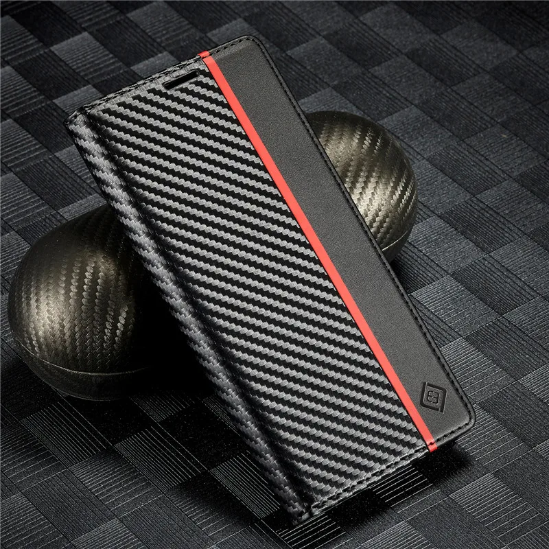 

Luxury Carbon Fiber PU Leather Wallet Cover Case For Samsung Galaxy S8 S9 S10 PLUS Card Slots Phone Bag
