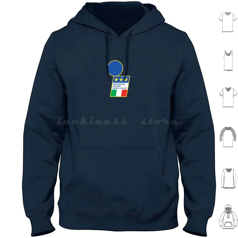 Толстовки Gli Azzurri с логотипом в стиле ретро длинным рукавом футбольный мяч Италия