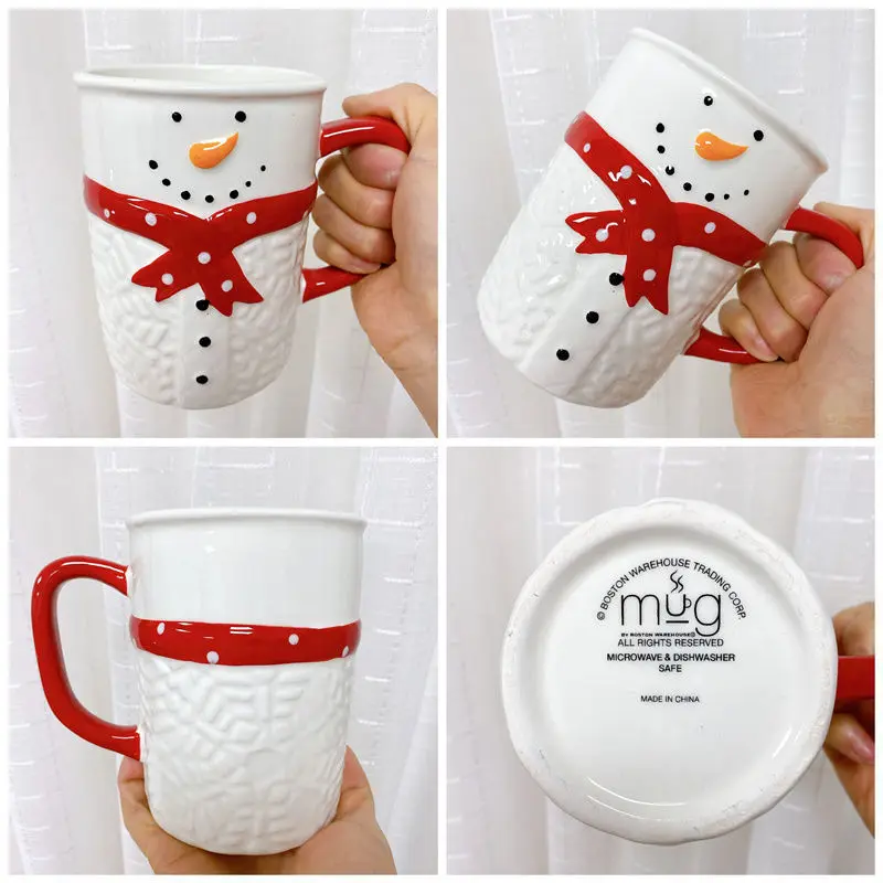 Рождественская керамическая кружка ручной работы чашка для воды с Санта Клаусом