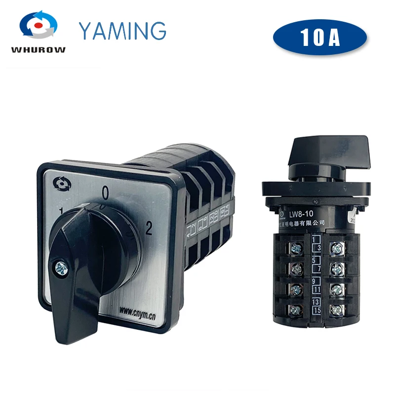 

LW8-10/4 Electrical Changeover Rotary Cam Switch 4 Poles 10A 380V 16 Terminals 3 Positions Sliver Contact 10amp