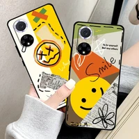 funny doodle smiley phone case for huawei p30 p20 pro lite honor 10 8x 9x 10x 9a soft carcasa coque liquid silicon
