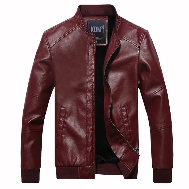 

Autumn Winter Fashion Men's PU Leather Jacket Casual Coat Men Fur Inside Warm Windbreaker Jackets