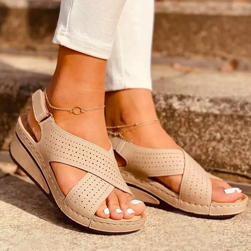 

Women Sandals Peep Toe Heels Sandals Summer Shoes for Women Comfy Wedges Shoes Platform Sandalias Mujer Luxury Summer Footwear