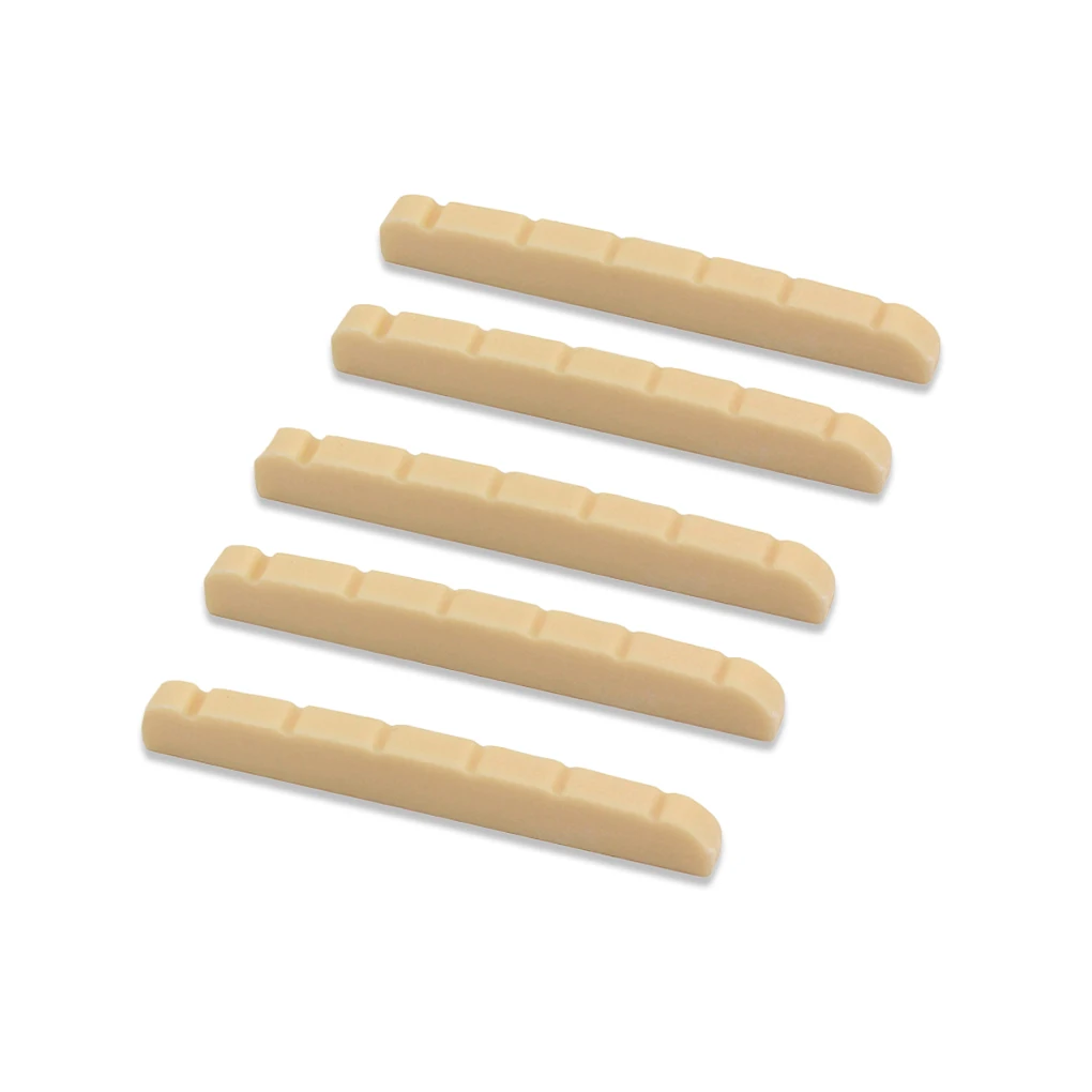 

5 Pieces 42mm Acoustic Guitar Bone Bridge Saddle Stringed Instruments Slotted Nut Replaceable Spare Accessories Gifts