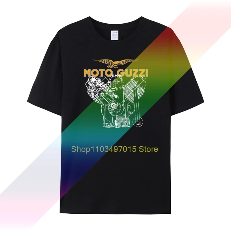 Мужская футболка Bianca Magliette Nero Freddo Dettagli su Moto Guzzi V7 Motore T Camicia Vox della