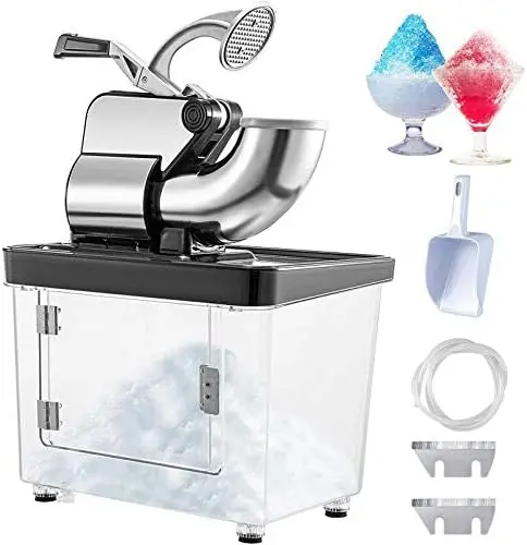 

Ice Crusher 440LBS/H, ETL Approved 300W Snow Cone Machine with Dual Blades, Stainless Steel Shaved Ice Machine with Safety On/O