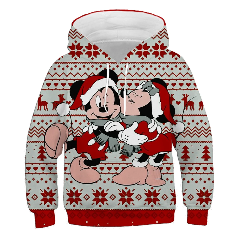 

Girls Disney Christmas Mickey Hoodie Print Boys and Girls Sports Style New Autumn and Winter Clothes Children's Casual Pullover