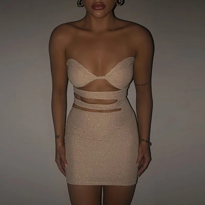 

Pareos And Kimonos Beach Women Swim Suit For 2023 Cover Up New Summer Couture Led Sexy Hollow Out Word Strapless Dress Female