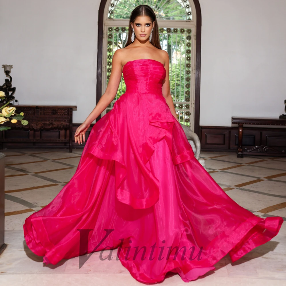 

Valintimu Simple Backless Evening Gowns For Women Formal Evening Party Tulle Sleeveless Made To Order Vestidos Robes De Soirée