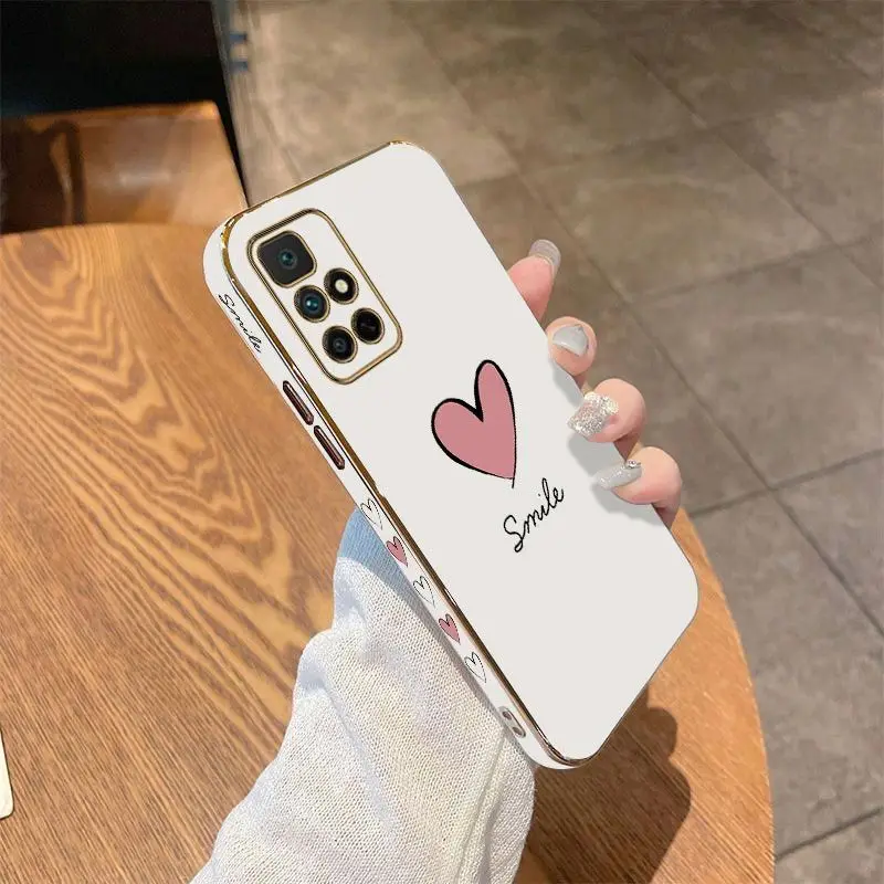 Big Red Heart Luxury Plating Phone Case For Xiaomi Redmi 10 10A 12C 9 10C 9T 9A A1 9C Cover