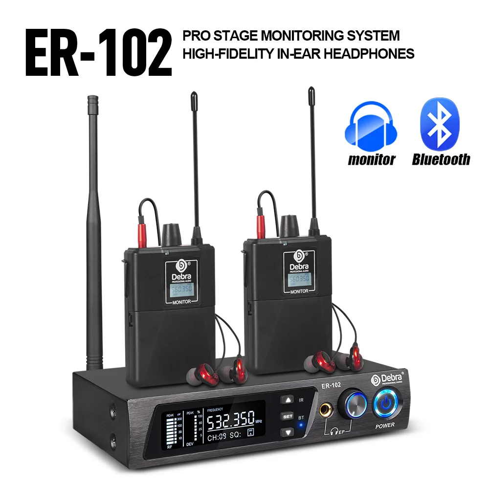 Debra ER-102 Singal Channel UHF In Ear Monitor Wireless System With Multiple Transmitter For Small Concerts And Home Theater.