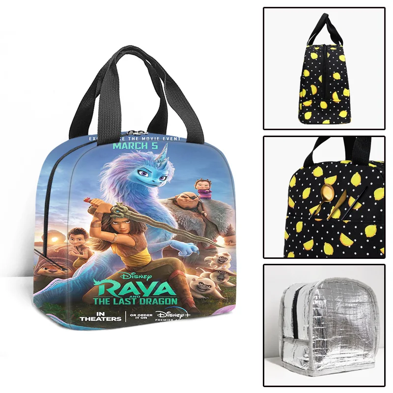 Disney Raya and The Last Dragon Kids School Insulated Lunch Bag Thermal Cooler Tote Food Picnic Bags Children Travel Lunch Bags