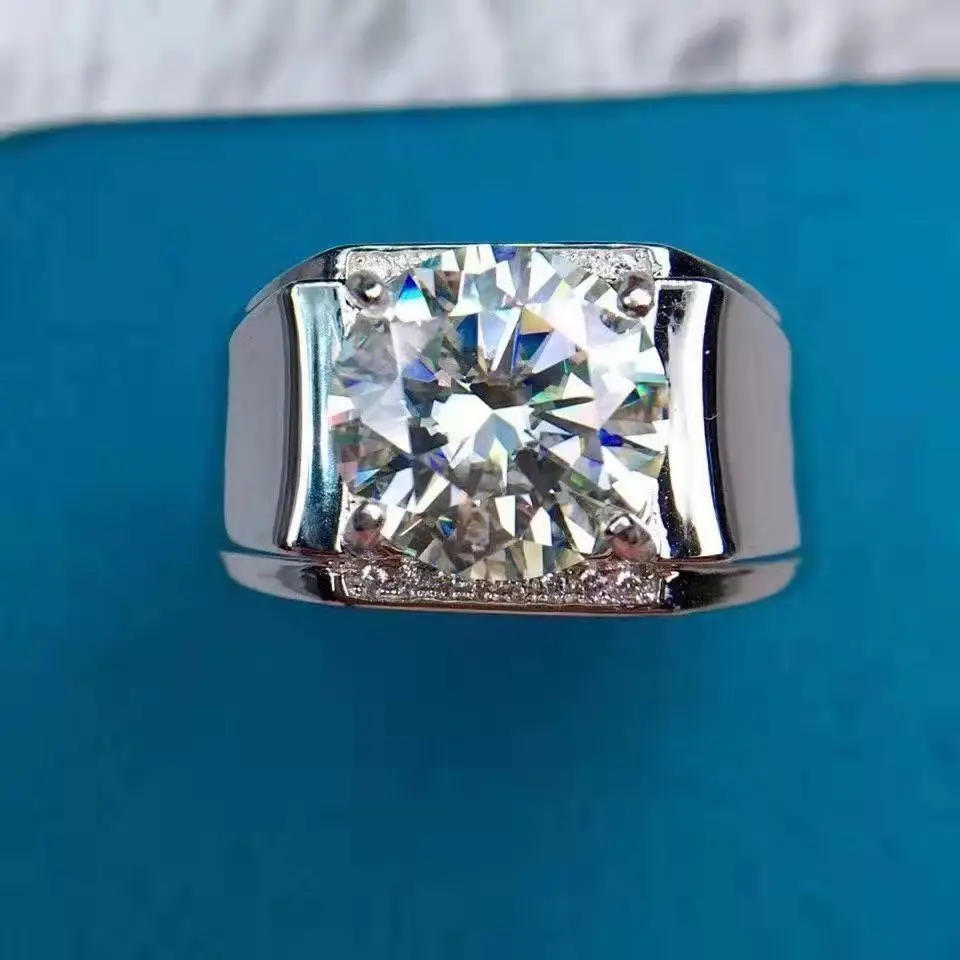 

DSNew Moissanite 5 Carat Ring Men's Trendy Fashion Hearts and Arrows Cut Jewelry Accessories
