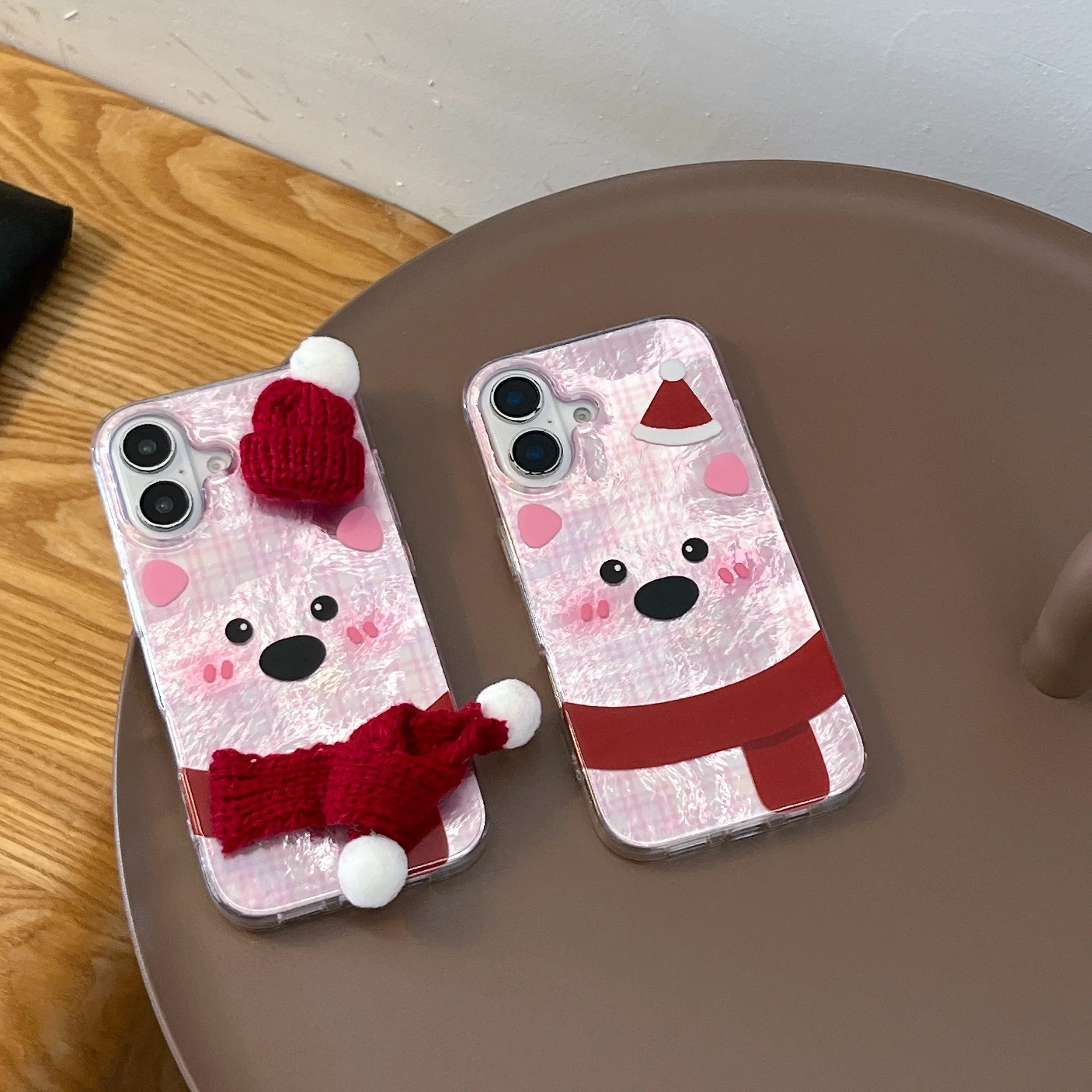 Мультфильм INS Ripple Texture Husky Dog с 3D шарфом и шапкой Прекрасный чехол для телефона iPhone