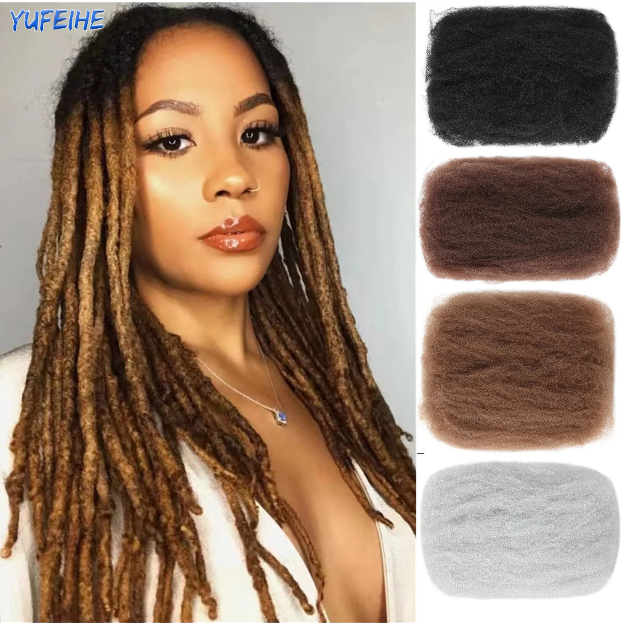 

Brazilian Remy Hair Afro Kinky Curly Bulk Colored Reggae Hair For Braiding 50g Natural Brown Gray Synthetic Braids Hair No Weft