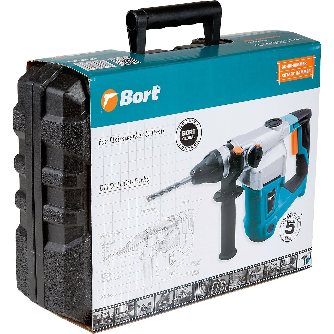 Перфоратор электрический Bort BHD-1000-TURBO (Мощность 1000 Вт 3 режима работы энергия удара