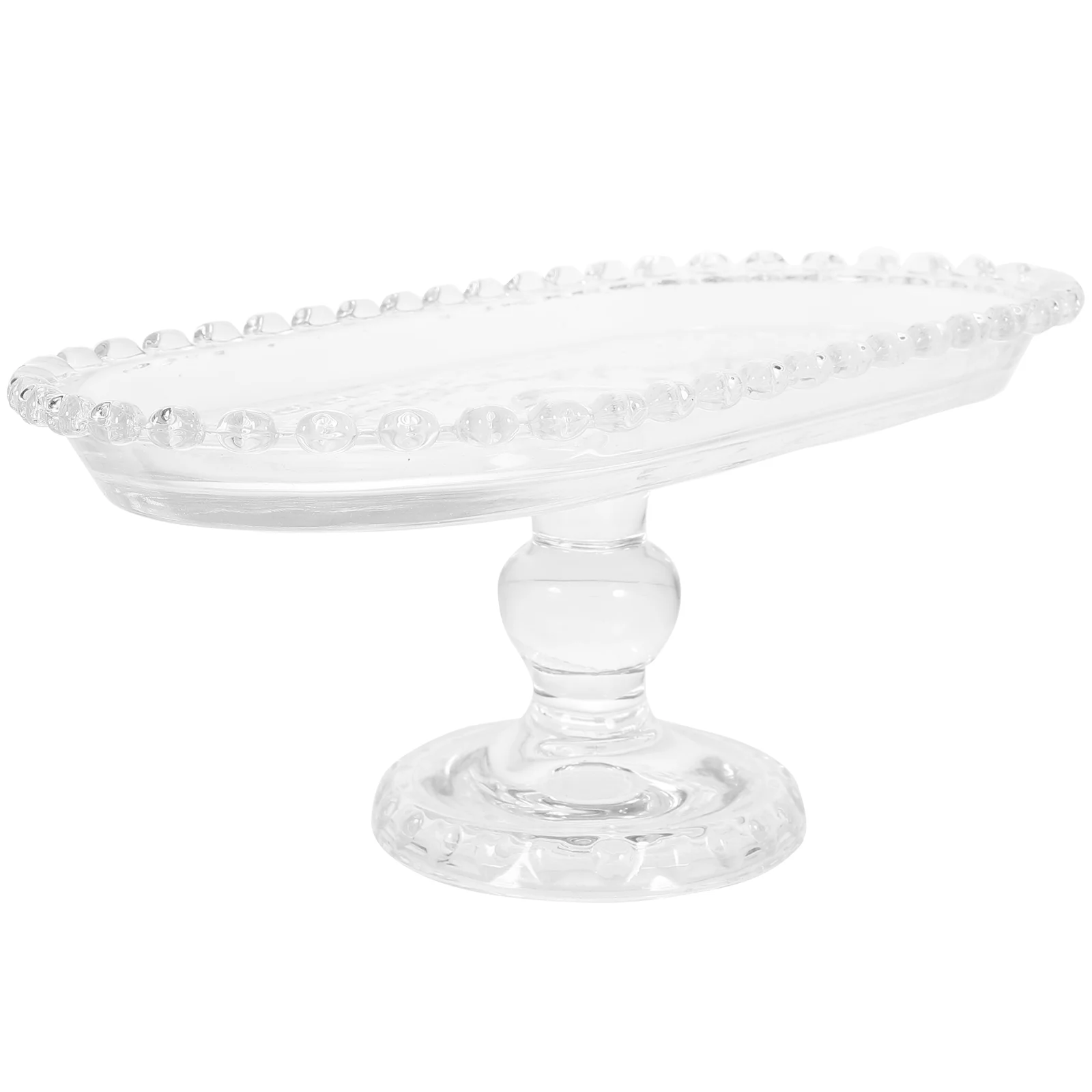 

Glass Dessert Stand Multipurpose Snacks Plate Footed Bowl Cupcake Holders Oval Candy Fruit Serving Appetizer Tray