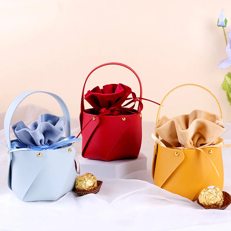 

2Pcs High Quality Party Supplies Gift Packing Bags With Handle Wedding Decoration Drawstring Candy Packaging Simple DIY New