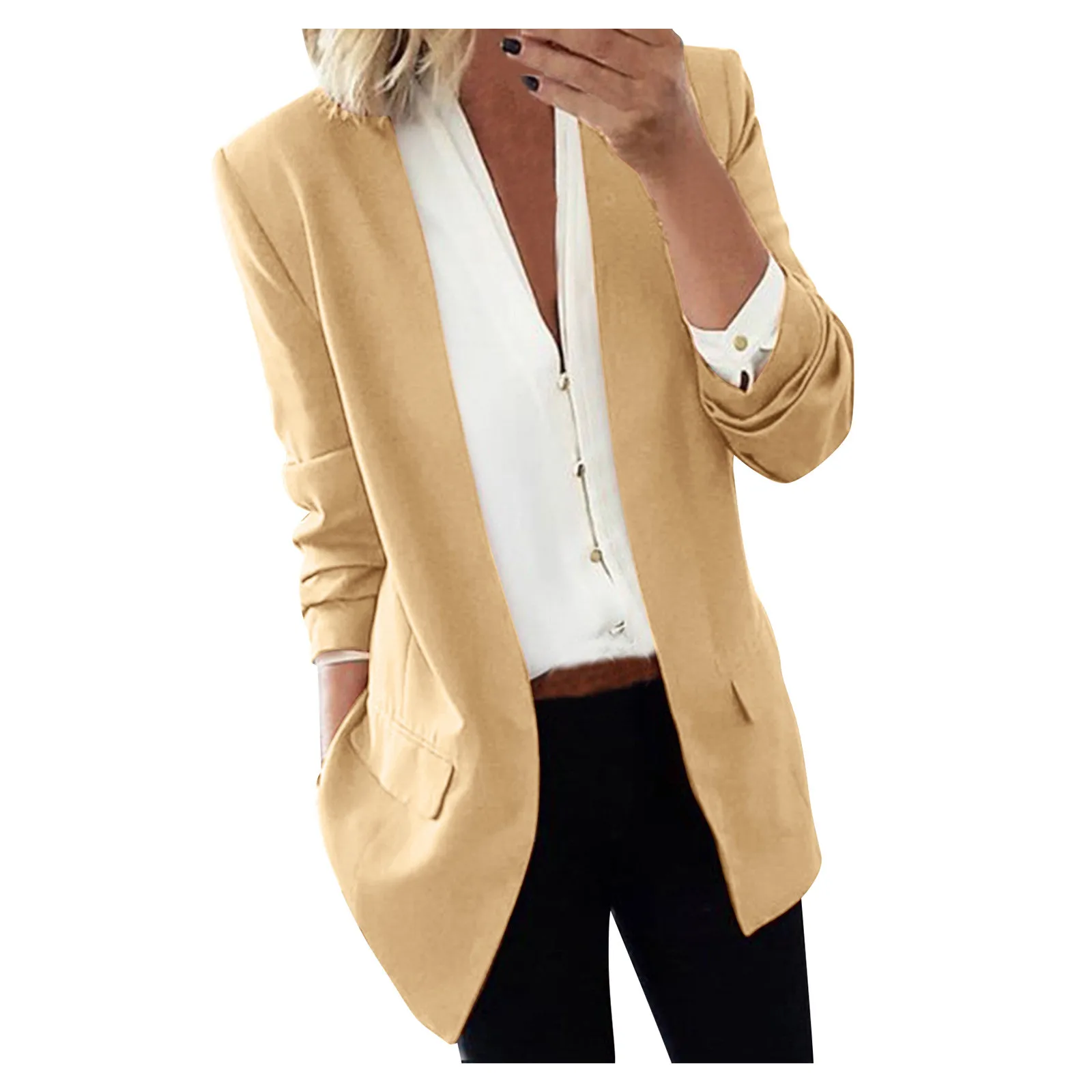 

Womens Overcoat Solid Color Warm Winter Long Sleeve Open Cardigan Outwear Business Jacket Down Jacket women parkas cotton coat