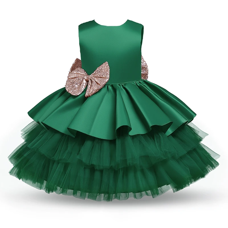 Toddler  Baby Girl Dress  Big Bow Baptism Dress for Girls First Year Birthday Party Wedding Dress Baby Clothes Tutu Fluffy Gown