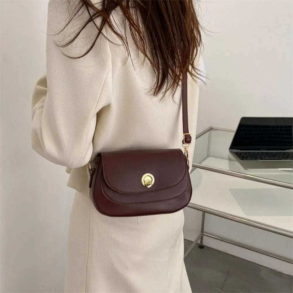 PU Leather Saddle Bag Personality Fashion Design Korean Style Crossbody Bag Women Handbag Girls