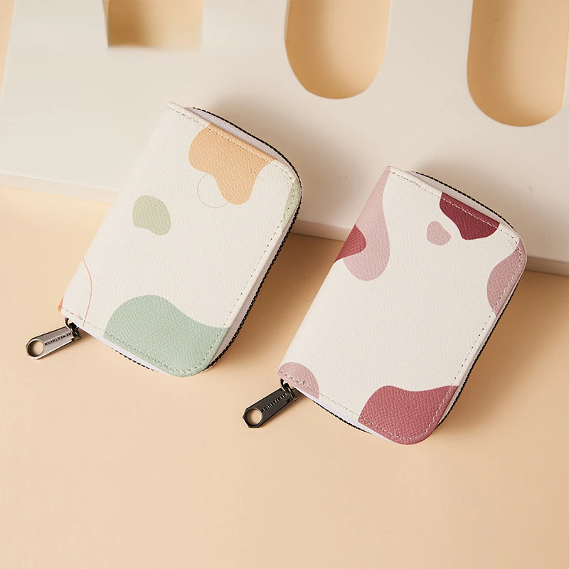 

2023 New Organ Card Bag Candy Color Large Capacity Wallets ID Credit Card Holder Zipper Certificate Bag Zero Purse PU Leather