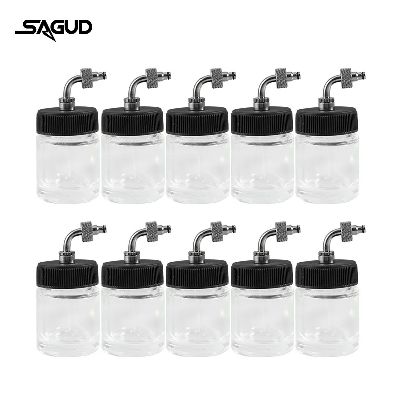

SAGUD Airbrush Glass Bottles Box of 10PCS SD-07 Empty 22CC Glass Jar Bottle with Cover Adaptor for Side-Feed Mount Airbrushes