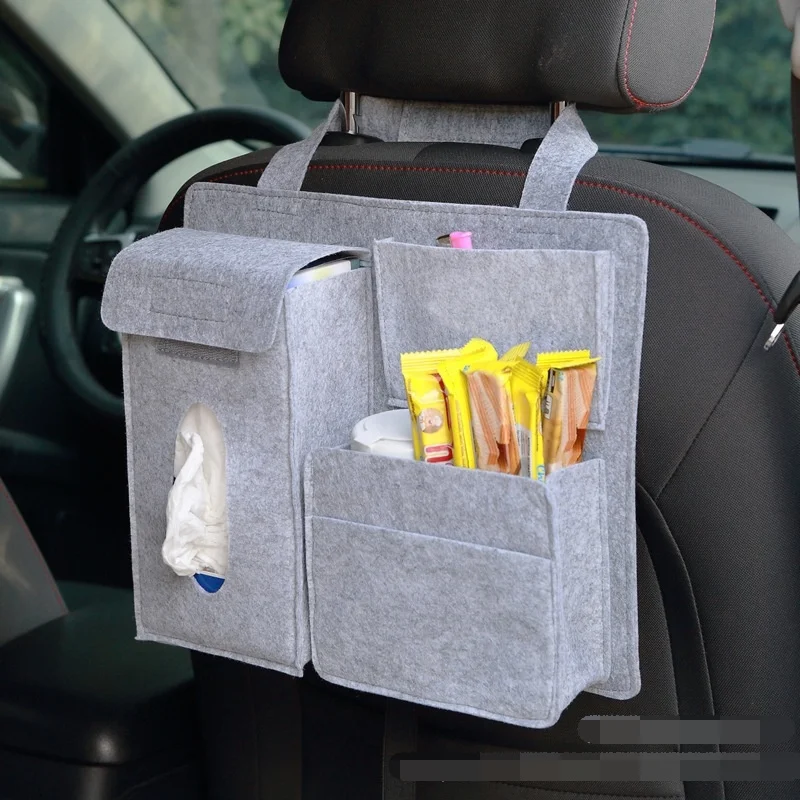 

Car Back Seat Felt Storage Bag Interior Organizer Multi-pocket Seats Hanging Bag High Capacity Container Car Accessories
