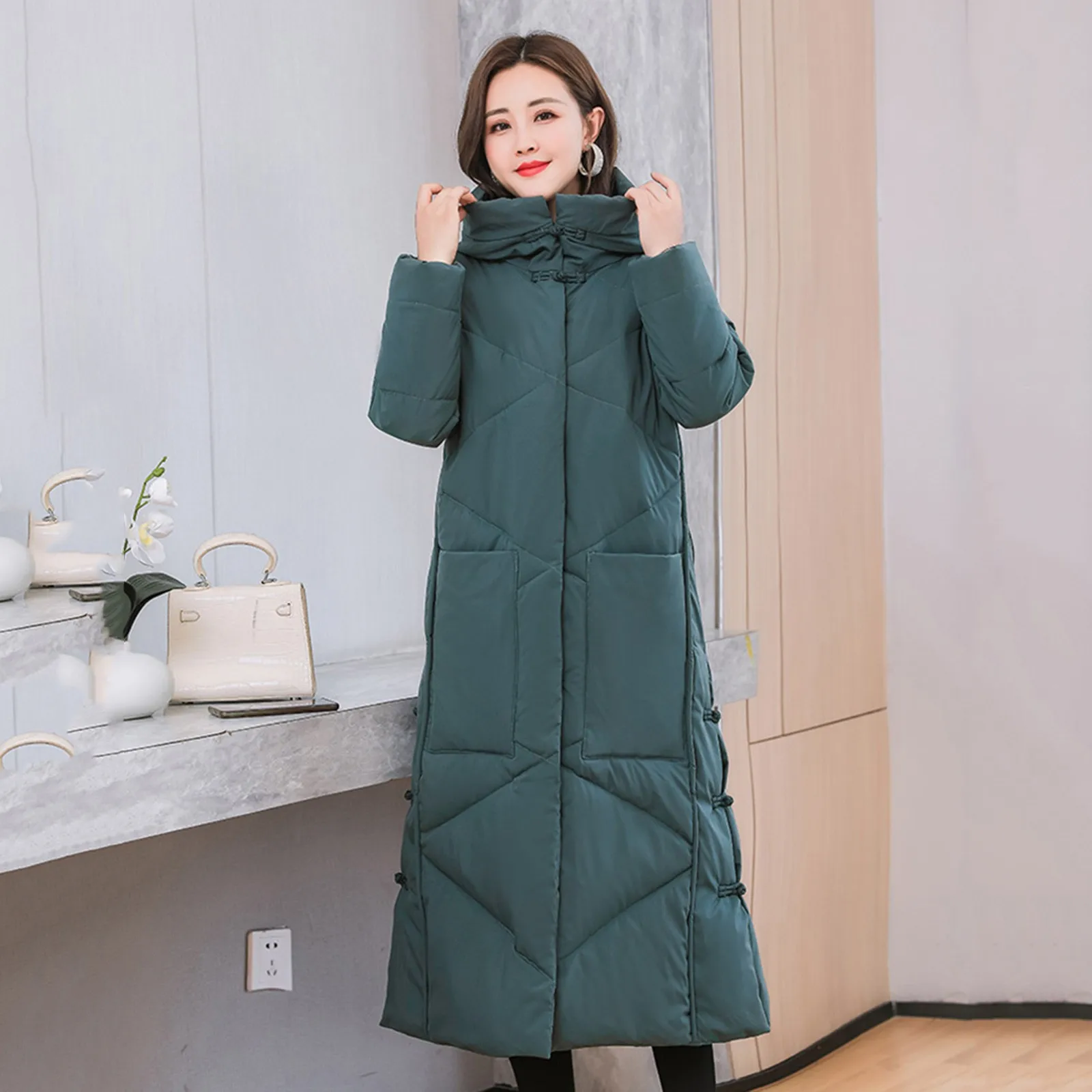 

Girls Coat Ladies And Jackets Thicken Hooded Jacket Fashion Cotton Long Women Coat Winter Fishtail Womens Puffy Jackets No Hood