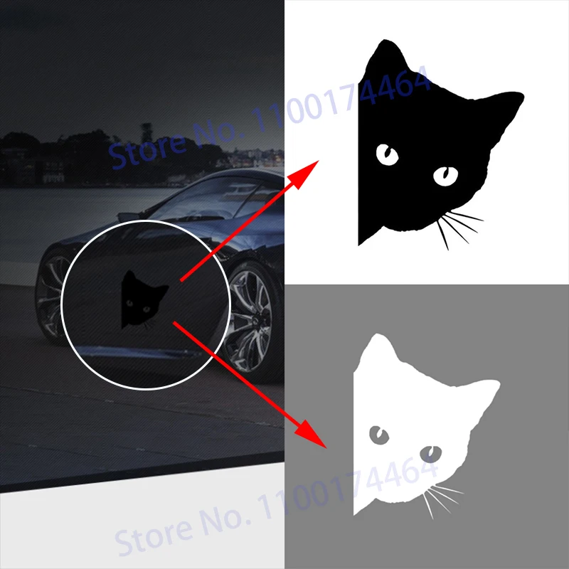 

3D Car Black and White Cat Peeking Stickers Funny Vinyl Decal Car Sticker Decoration Decals Animal 15*12cm 1/2pcs passat b8
