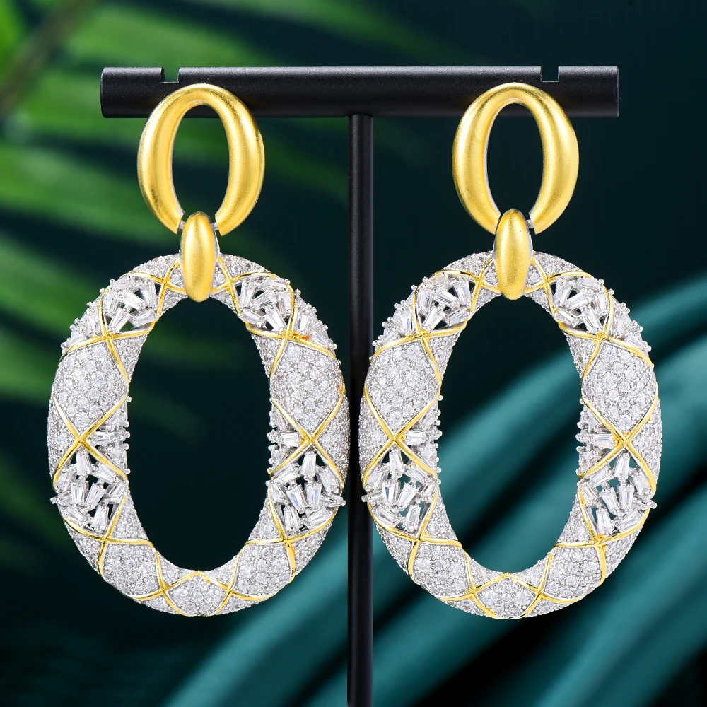 

Kellybola Original серьги Big Round Drop Earrings Full Cubic Zirconia for Women Wedding Trendy Earrings High Quality