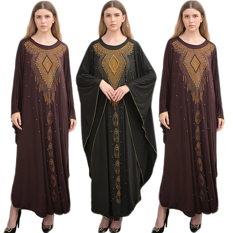 

Muslim National Middle East Abayas Arab Islamic Dubai Oversized Loose Long Dress Women Turkey Bat Sleeve Arab Maxi Robe Ramadan