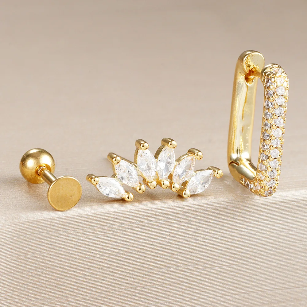 3 шт. модные геометрические U-образные серьги-гвоздики универсальные