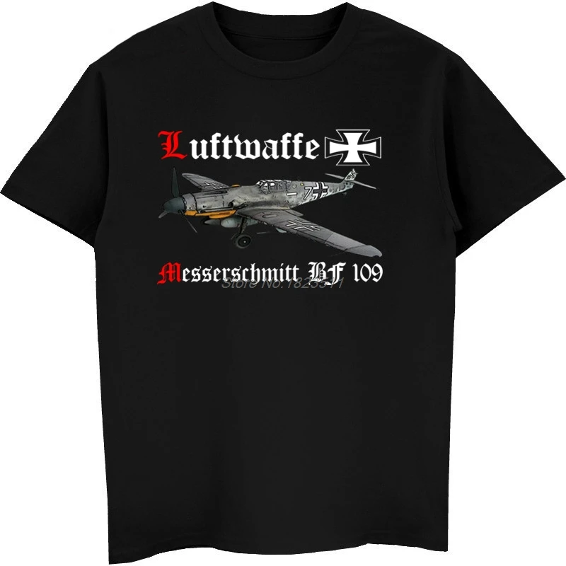 

New Fashion Funny T-shirt Messerschmitt Bf 109 Germany Wwii T Shirt New Amazing Graphic Tshirt Men Cotton Tees Tops Harajuku
