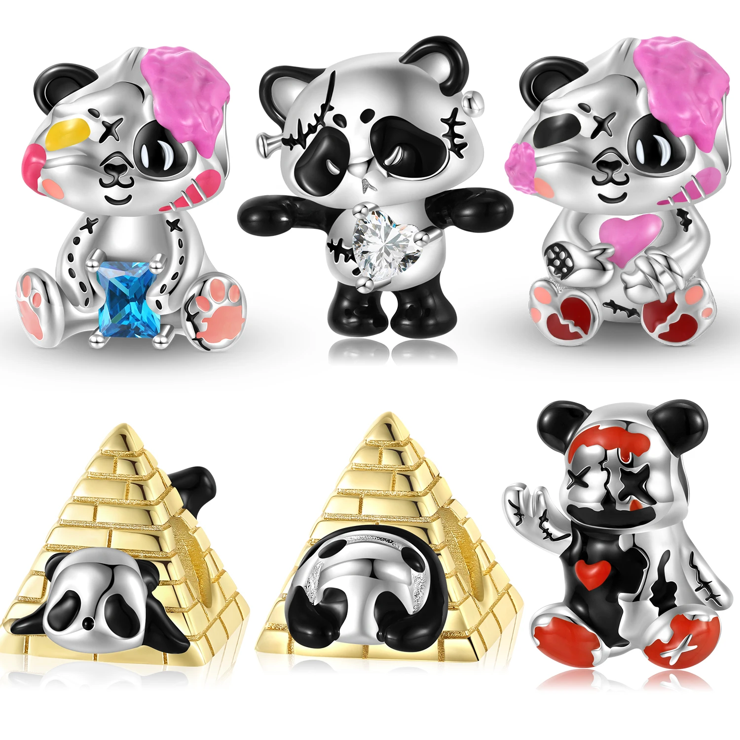 

Женский браслет из серебра 925 пробы, с эмалью и медведем