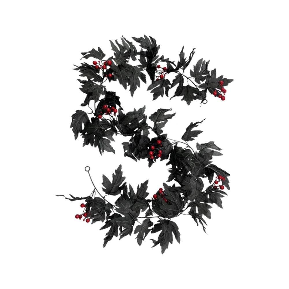 

175CM Black Artificial Maple Leaf Vine Decoration Halloween Indoor Wall Hanging Maple Leaf Black Vines Room Decor