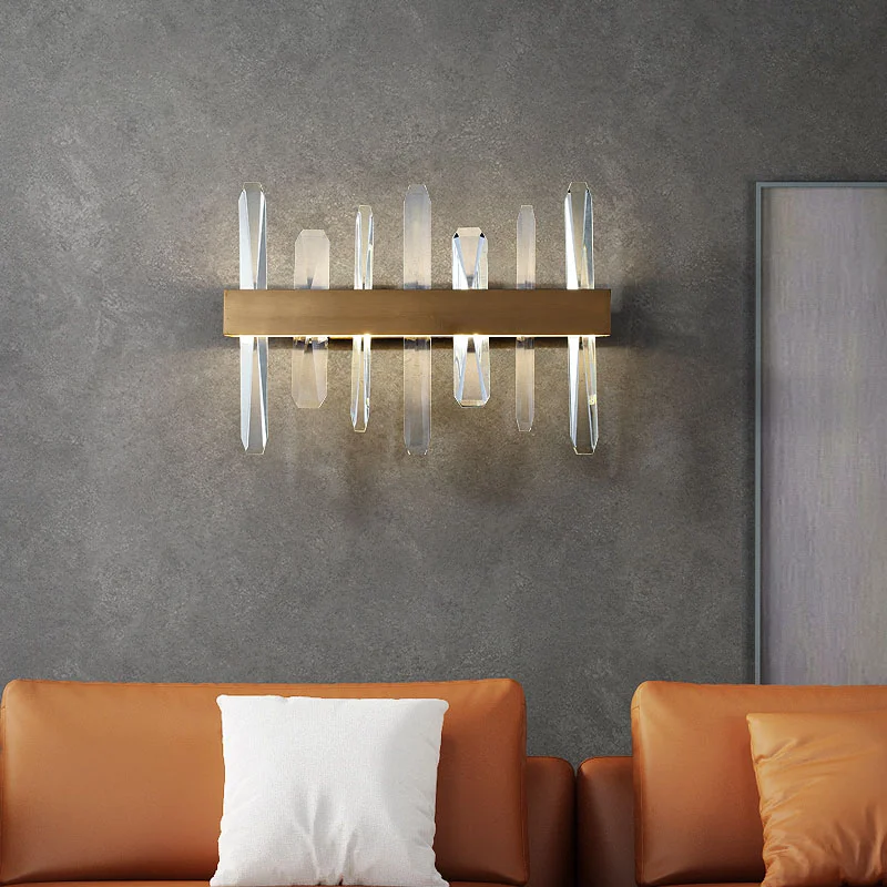 

Роскошная хрустальная настенная лампа для спальни, прикроватное бронзовое бра для гостиной, светодиодная настенная лампа, домашний декор, ...