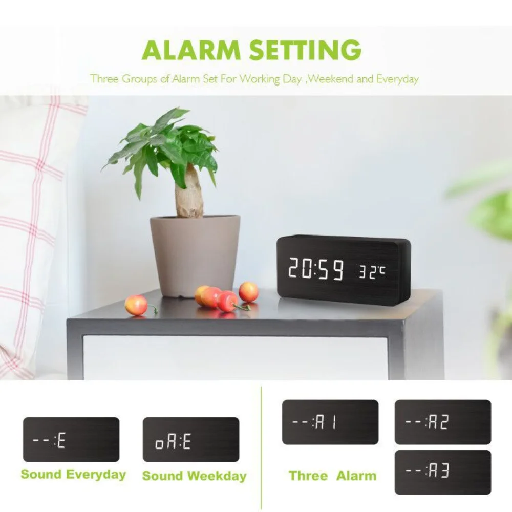 Электронные настольные часы цифровой будильник с голосовым управлением питание