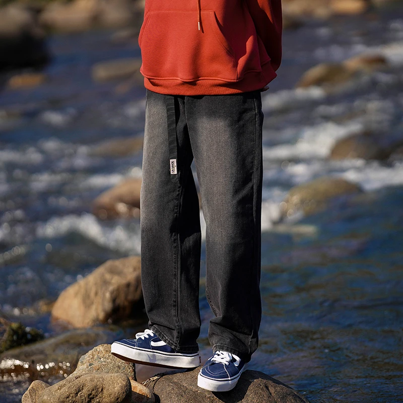 Black Blue Brown Baggy Jeans Men Fashion Casual Straight Jeans Men Streetwear Loose Hip Hop Wide Leg Denim Pants Mens Trousers