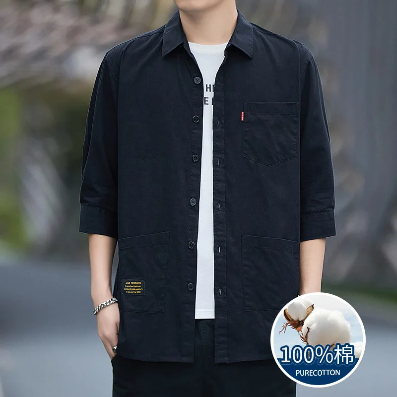 

Новинка Весенняя рубашка-карго Мужская свободная американская Ретро трендовая рубашка модная повседневная мужская куртка для молодых и средних лет
