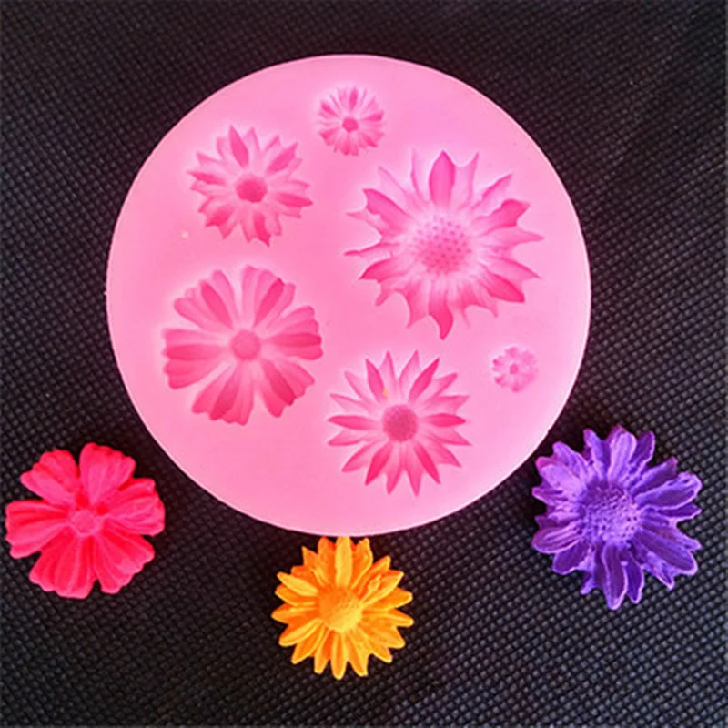 

6Holes 3D Daisy Sunflower Silicone Mold Cupcake Decor DIY Chocolate Candy Baking Tool Pastry Clay Fondant Mould Bakeware
