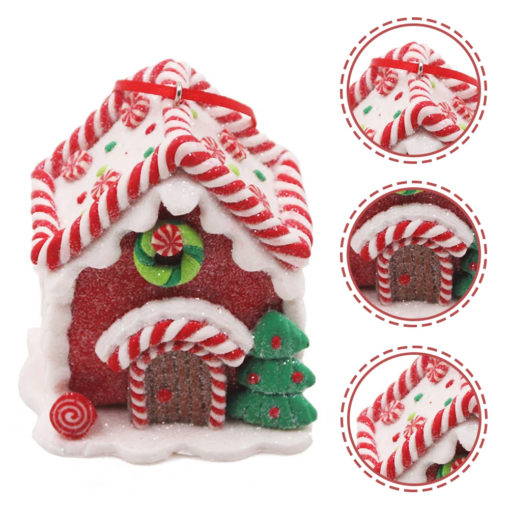 

2 Pcs Christmas Gingerbread House Xmas Tree Decoration Ornament Hanging Decorations Mini Houses Decors Ceiling
