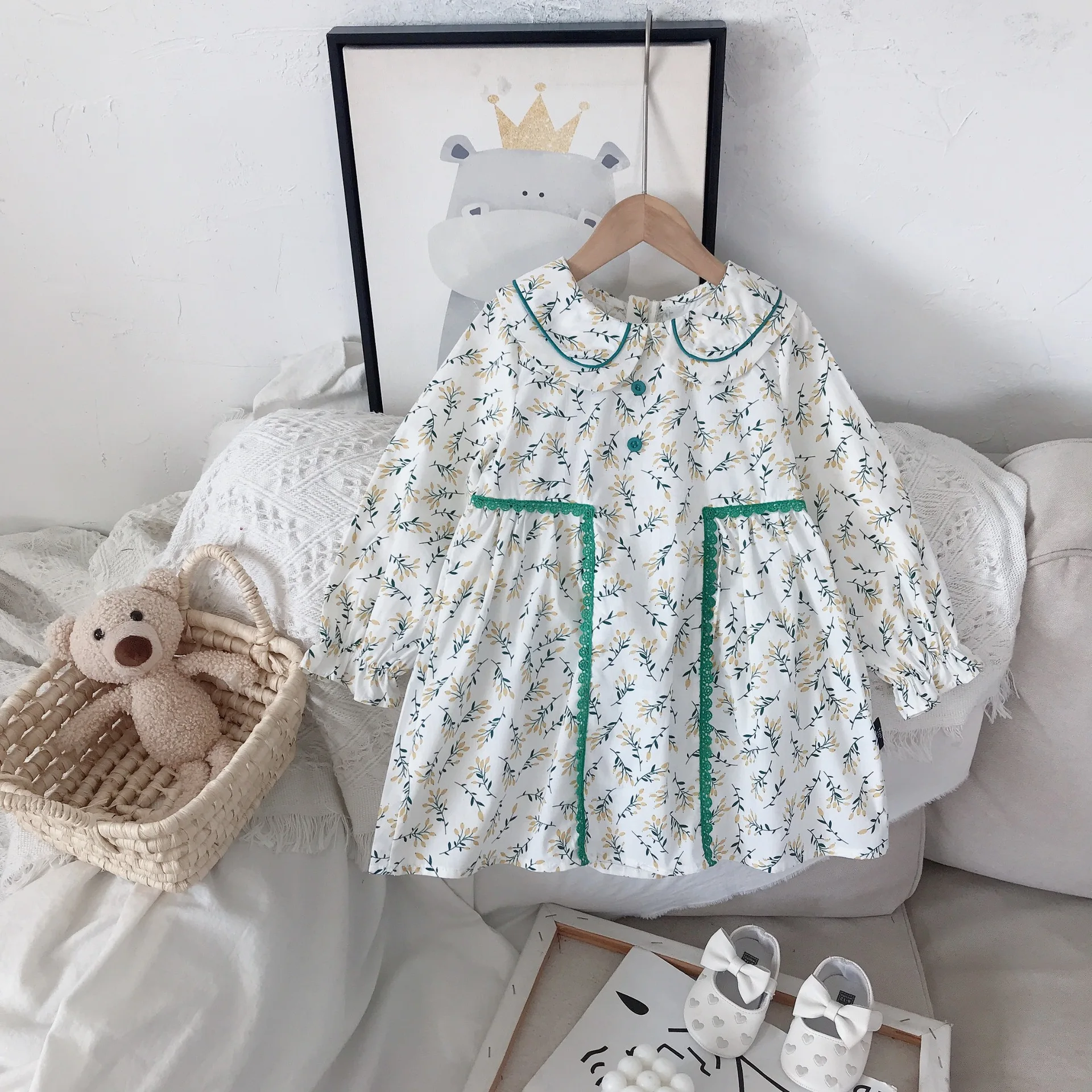 

Детское платье с длинным рукавом, с цветочным принтом