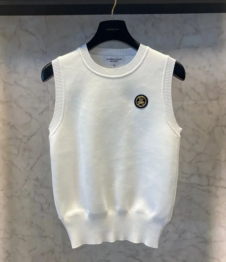 

Women's Golf Sleeveless Shirts Knitted Round Neck Vest Ladies knitwear Shirts Fashion Golf Top